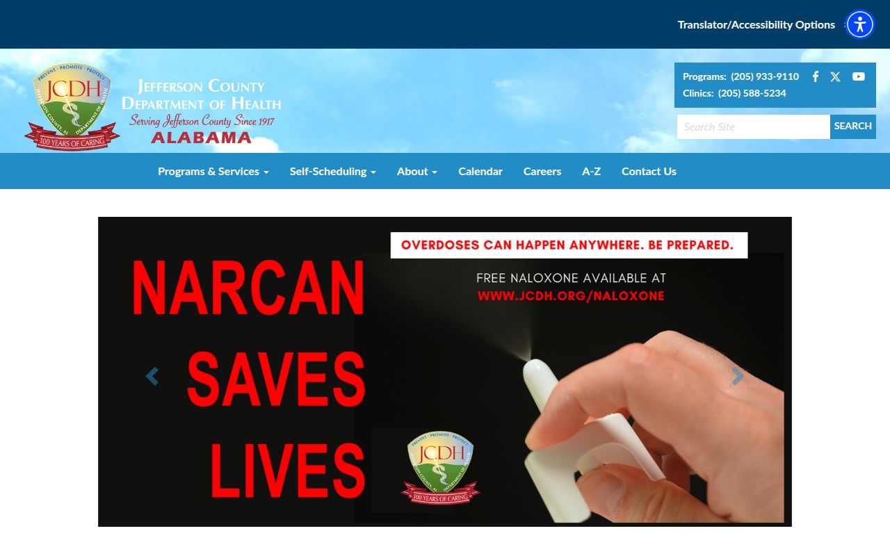 Jefferson County Department of Health website serving Birmingham residents